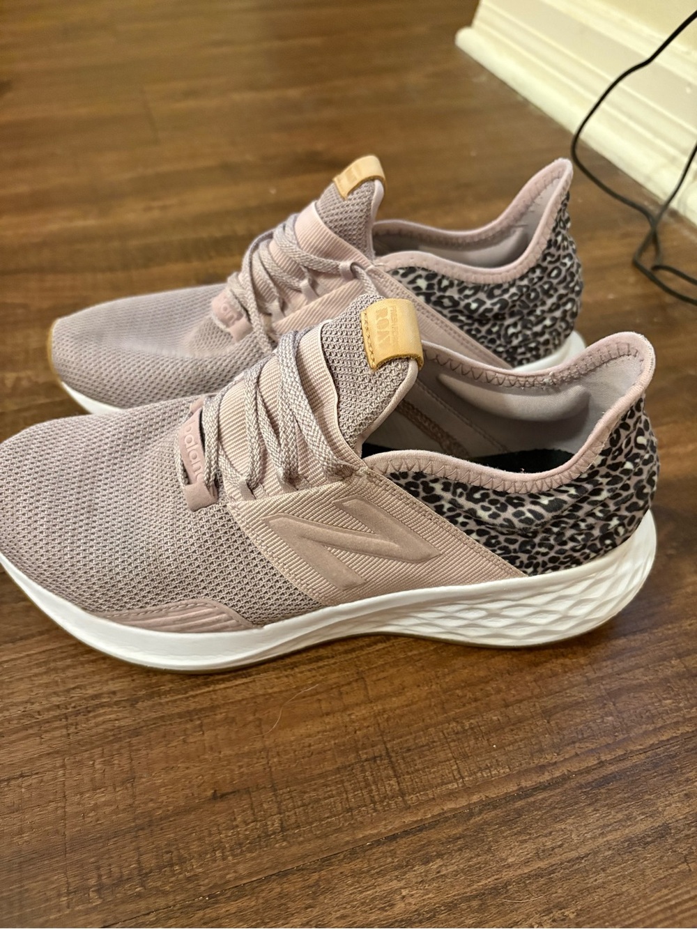 New Balance Women's Blush Pink Slip-On Athletic Sneakers with Leopard Heel